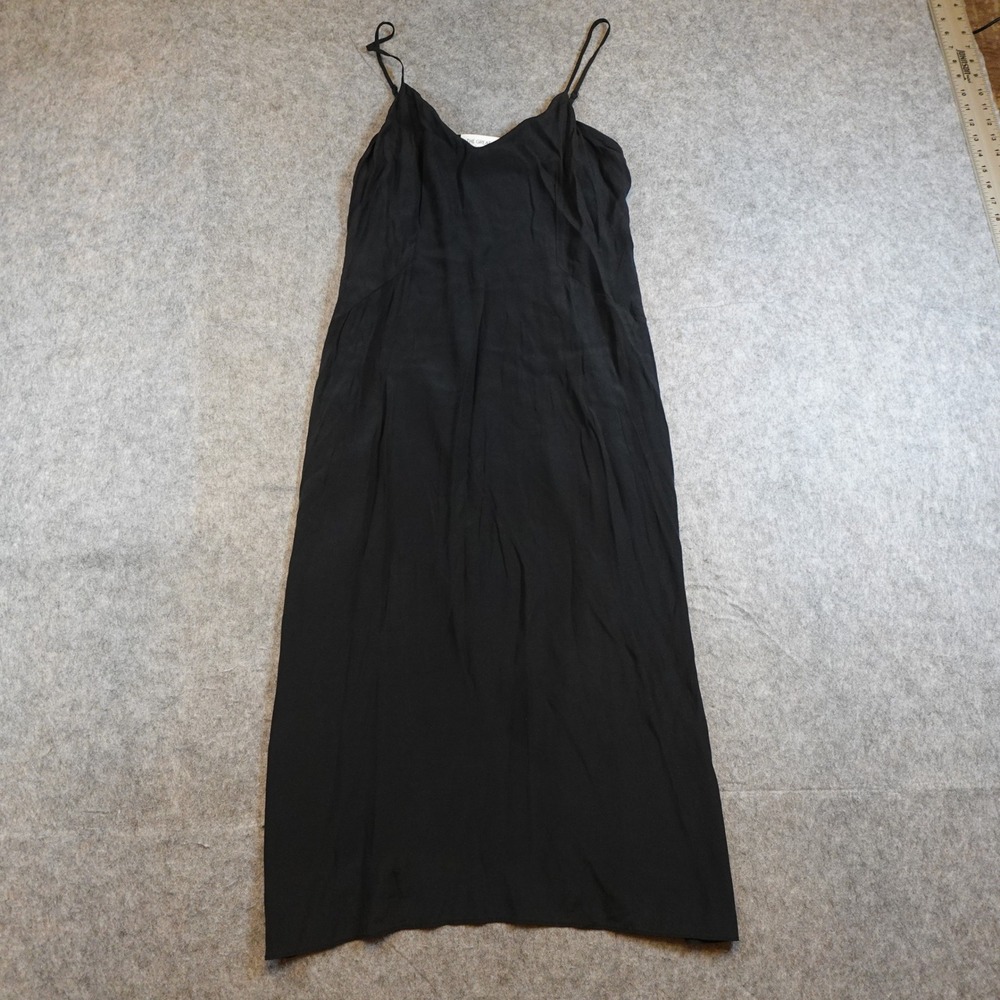 The Great Eros Dress Women Large Black Silk Midi Slip Side Slits